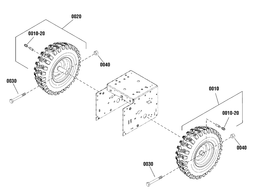 Wheels And Tires Group Diagram and Parts List for 1730 (1696158-00)(2012) Briggs and Stratton Snow Blower